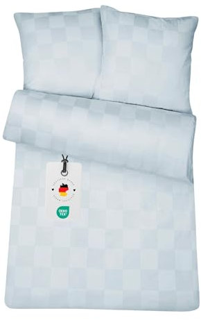 Carpe Sonno® Damast Bettwäsche 135x200 Baumwolle | Bettwäsche Baumwolle 135x200 | Karierte Bettwäsche kariert | Bettwaren & Bettwäsche-Sets | Bettbezug 135 x 200 Baumwoll Bettwäsche
