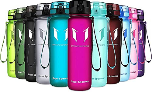 Super Sparrow Bouteille d'eau - Gourde - 1000ml - sans BPA - Convient pour Le Sport, la randonnée, l'école, Le Bureau, en Plein air