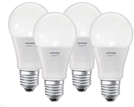 4 x LEDVANCE Smarte LED-Lampe mit Bluetooth Mesh Technologie, Sockel E27, Dimmbar, Warmweiß (2700K), ersetzt Glühbirnen mit 60W, steuerbar mit Alexa, Google und Apple Voice