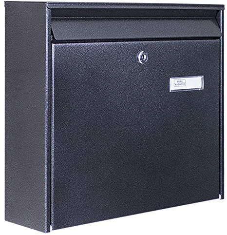banjado® Burg-Wächter® Briefkasten schwarz 32x36x10cm/ Briefkasten groß/Postkasten A4 Einwurf inkl. Montagematerial & 2 Schlüsseln/Briefkasten ohne Zeitungsfach/Briefkasten mit Namensschild