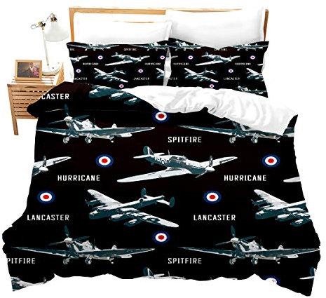 Loussiesd Plane Duvet Cover Set Single Size for Kids Child Teens Men Aircraft Runway Decoration Modern Comforter Cover with 1Pillow Shams Zipper Ultra Soft Microfiber Cool Aviation Quilt Cover