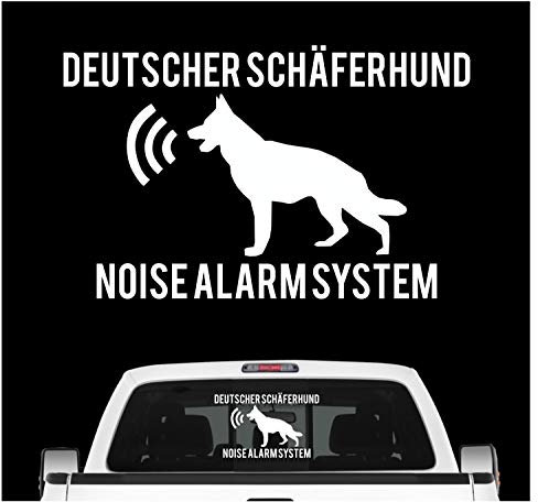 siviwonder Deutscher Schäferhund Noise Alarmsystem Auto Aufkleber Hund Folie German Farbe Weiß, Größe 10cm