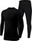 PowerLayer Skins for Boys Kids Base Layer Thermal Long Sleeve Top & Tights Football Compression Set - Black Top + Black Stealth Tights, 10-12 Years