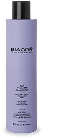 No Yellow Shampoo Biacre 250 ml Anti-Gelb verbessert blondes, gebleichtes, graues oder gesträhntes Haar.