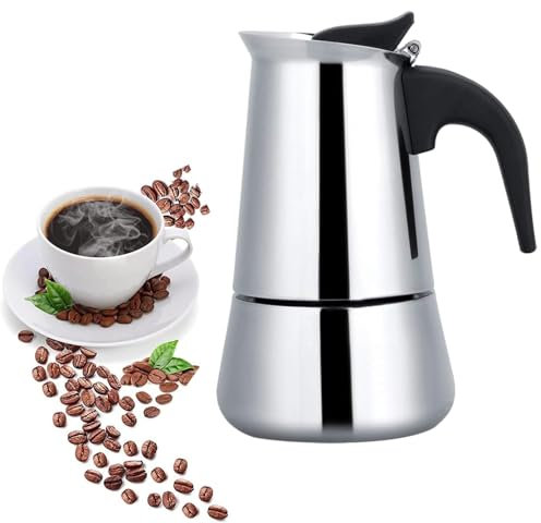 Jenngaoo Stovetop Espresso Coffee Maker, 2, 4, 6,10 Cups Stainless Steel Classic Cafe Maker, Moka Pot Portable Espresso Maker Mocha Pot Italian Espresso Shot Maker(450ML)