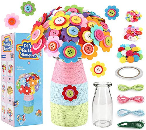 Afufu Giochi Creativi Bambina 5 6 7 8 9+ Anni, Kit Artigianali per Bambini Crea Il Tuo Bouquet di Fiori Attività Lavoretti Creative DIY Vaso, Giocattoli Kit di Artigianato Craft Ragazza