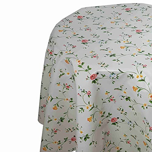 Wachstuch Wachstischdecke Tischdecke Gartentischdecke Größe wählbar Blumen Beige Oval 130 x 200 cm abwaschbar
