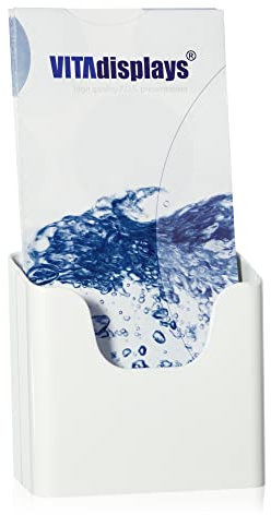 5 Stk. DIN lang Tischprospektständer, Flyerständer, weisser Flyerhalter und Tisch-Prospekthalter, Prospektständer, Tisch-Prospektständer für DL trifold-Flyer, Prospekte, optionale Wandmontage