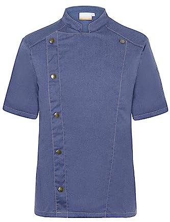 Karlowsky Herren Kochjacke Jeans-Style Kurzarm Druckknöpfe Stehkragen 65% Polyester/35% Baumwolle