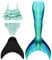 NAITOKE Meerjungfrauenschwanz mit Flosse für Mädchen Meerjungfrau mit Mermaid Tail Badeanzug,BBDMQ,130