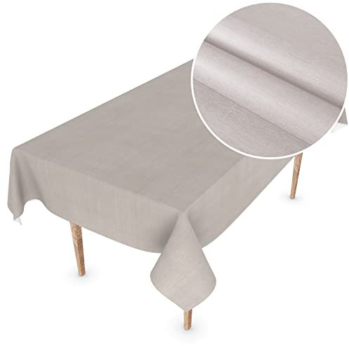 Wachstuchtischdecke Wachstuch Tischdecke abwaschbar Rechteck, rund, oval Premium Textileffekt Prägung Gartentischdecke 100 x 140cm Schnittkante Hellgrau