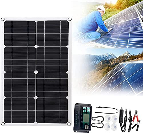 Panel Solar de 250 W, Paneles Solares con Controlador de 30 A, EnergíA Fotovoltaica de MóDulo Monocristalino de Alta Eficiencia para BateríAs de VehíCulos Recreativos, Barcos, Caravanas,1*250W