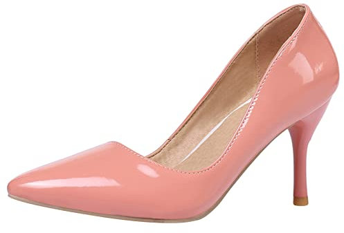 Donna Pompe a Spillo Appuntito Pompe Elegantii Senza Chiusura Scarpe Elegantii con Tacco Alto Solid Scarpe, 16108Ipc Rosa Numero 33 EU