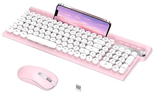 RaceGT Clavier Souris sans Fil, Clavier AZERTY et Souris , Pack Souris Clavier Silencieux Ergonomique, avec Récepteur USB 2.4GHz, pour PC/Laptop/Windows/MacOS-Rose