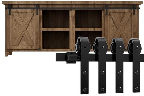 WOLFBIRD 91cm/3FT Schiene Super Mini Schiebetür Hardware Kit für Doppeltür, kleiner Schrank, TV-Stand verwendet (kein Schrank)