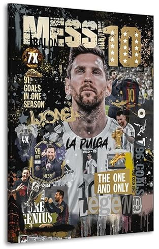 Kunstgestalten24 Leinwandbild Messi Fussball Sport Pop Art Wand Bild Hochwertiger Kunstdruck
