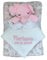 KIDDI-MEDIA Babydecke inklusive Trösterchen mit Name und Geburtsdatum Bestickt/kuschelig weich / 1A Qualität (Rosa Elefant Blumen)