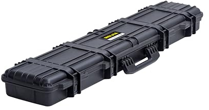 MEIJIA Portable Waterproof All Weather Hard Rifle Case,Soft Handle Grip,Customizable Fit Foam Inserted,Without Wheels,Elegant Black