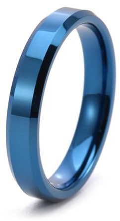 Bishilin Wolfram Ring Personalisiert, Damen Herren Ringe 4MM Poliert Rund Bandring Ring Gr.52 (16.6)-67 (21.3), Freundschaftsringe Paar Ring Hochzeit Multicolor