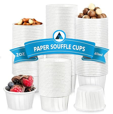 NationwidePaper 250 x Paper Souffle Cups 2oz Disposable Waxed Paper Ramekin, Sauce Pots, Condiment Pots, Sauce Dipping Pots, (60ml)