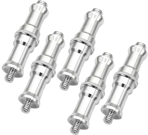 5PCS 1/4 Inch To 3/8 Inch Metal Plug Converter Thread Screw Adapter Spigot Plug For Studio Light Stand, Hot Shoe/Cold Shoe Adapter, Ball Head, Wireless Flash Receiver