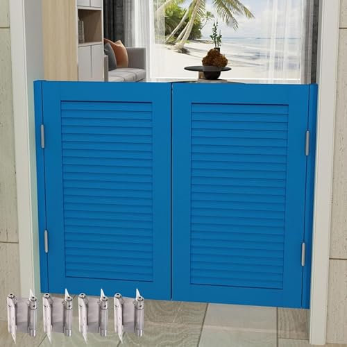 Porta a doppia anta for interni con cerniere for carichi pesanti, porte d'ingresso del salone del bar a chiusura automatica, design otturatore delle porte divisorie(Dark Blue,W 120cm (47 1/4))