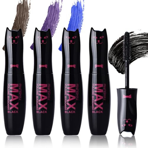 Set di Mascara Colorato, 4 Colori Mascara Colorati Arcobaleno mascara Blu Viola Bianco Impermeabile Lunga Durata a Prova di Sbavature, per Ciglia in Fibra 3D Volume Ciglia