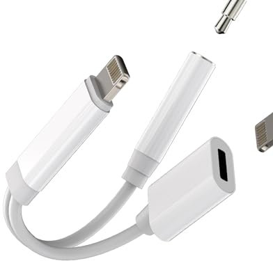 Lightning Adapter(2 in 1)for iPhone 14 pro max to 3.5mm Headphone Jack Charger Splitter Car Aux Audio Cable for Apple MFi Certified Charging Connector Adaptor for iPad pro Earphone Dongle Accessories