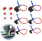 12Pcs Fuse Tap 3 Types Piggy Back Blade Fuse Connectors Set Mini Adding Circuit Low Profile Adapter Car Tap Kit with 12V 24V Universal 10A Wire Harness for Trucks Cars Boats (Medium Small Micro)