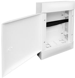 LEGRAND, Practibox S Multimedia, Aufputzverteiler mit Tür, 2x12 Module, 4x2 Module für Datenbuchsen & Telefon, 2x2 Module für Strombuchsen, vorgeschnittener Sockel, weiß, 135802