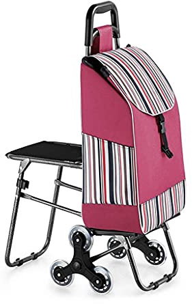 Trolley-Einkaufswagen, Einkaufswagen mit Sitz, Trolley, Reisetasche, Faltbarer Einkaufswagen, Einkaufswagen zum Treppensteigen, Trolley-Koffer, handgezeichneter Trolley, 34,6 Zoll hoher Einkaufswagen