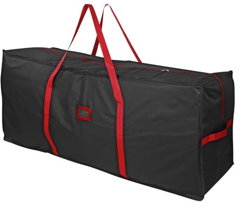 Vinsani® 9FT Christmas Tree Storage Bag Jumbo Waterproof Dustproof Durable Zip Up Jumbo Sack Fabric Xmas Tree Decorations Storage Organiser Prevents Moisture & Dust (Black)