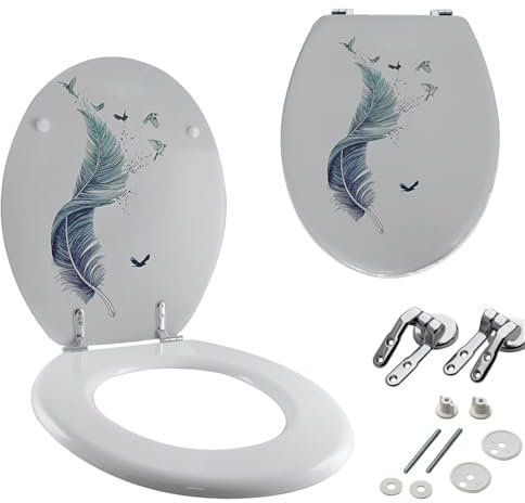 Zm Market Tavoletta wc universale Copriwater in Legno, Coprivaso colorata con accessori Cerniere viti anello Incluse Adatto a Tavolette WC toilet seat Ideale Misure Standard Montaggio Facile 8406718