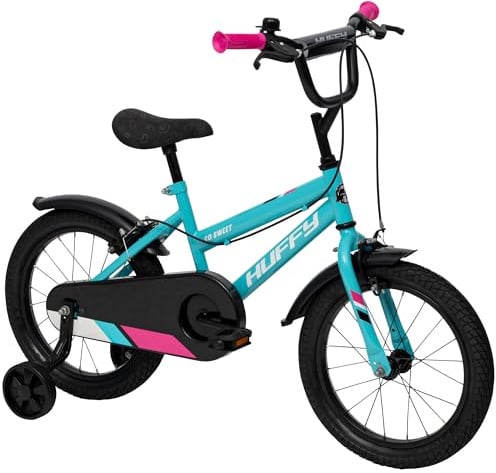 Huffy So Sweet Mädchenfahrrad Kinderfahrrad 12/16 / 20 Zoll, Fahrrad für Kinder 3–9 Jahre, Stahlrahmen, Handbremsen, Verstellbarer Sattel – Weiß, Ros, Blau