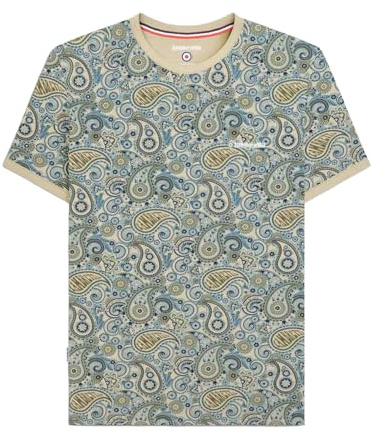 Lambretta Mens Paisley Brand Short Sleeve T-Shirt - Wood Ash - L
