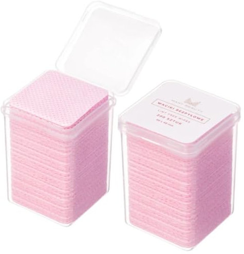 MANY BEAUTY Wattepads Bezwollene Abschminkpads 200 Stück 48x48 mm – Staubfrei & Fusselfrei – Hochsaugfähig – Weich & Sanft – Ideal für Kosmetik & Nagelpflege – Perfekt für Studios & Zuhause - Rosa