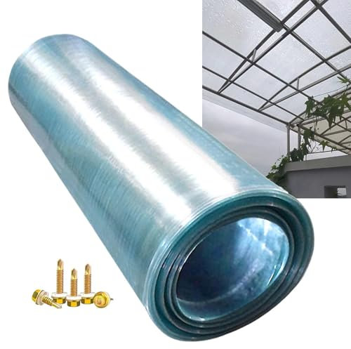 Hoja de Policarbonato for Techos,Placa de Invernadero Transparente,Panel de Fibra de Vidrio 0,8mm,Cubiertas de Techo Aislamiento a Prueba de Lluvia,para Jardín Al Aire Libre(1.2x10m(3.9x32.8ft))
