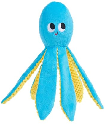 Barkbox BARK Odd Otto Octopus Plush Dog Toy, Blue and Yellow, Squeaky Pet Toy