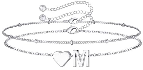 SLOONG Armband Damen Silber, Teenager Mädchen Geschenke 5 6 7 9 10 11 Jahre | Armband mit Buchstaben Wasserfester Armbänder Damen Personalisierte Armkette Geburtstagsgeschenk für Frauen Mädchen Kinder