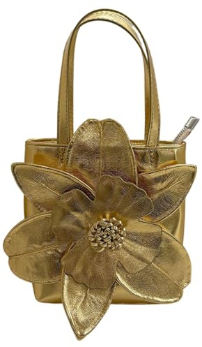JINQIGG Elegante französische Blumenprägung Eimertasche für Hochzeiten, Abendpartys, modische Handtasche, lässig, Dinner-Party, Geldbörse, Eimer für Damen, gold, One Size