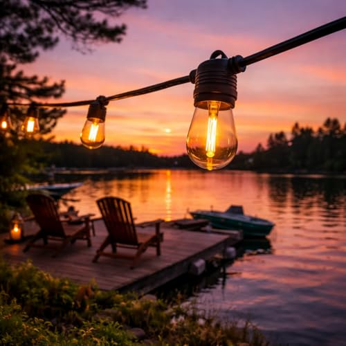 LY Sweden Premium Lichterkette für außen, komplettes Set IP65 - Außenbeleuchtung 15 bis 20 Meter mit 15 bis 40 austauschbaren E27 LED-Lampen inklusive (5m mit 10 lampen)