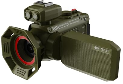 VIRELLO Videocamera 4K UHD WiFi, videocamera digitale da 53 MP con zoom 50X, visione notturna, schermo da 3,0 pollici, batteria 2500 mAh per vlogging