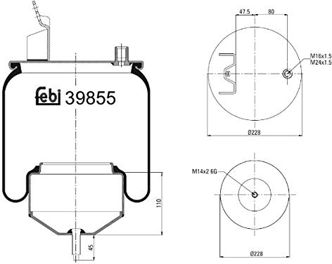 febi bilstein 39855 Air Spring with steel piston and piston rod, pack of one