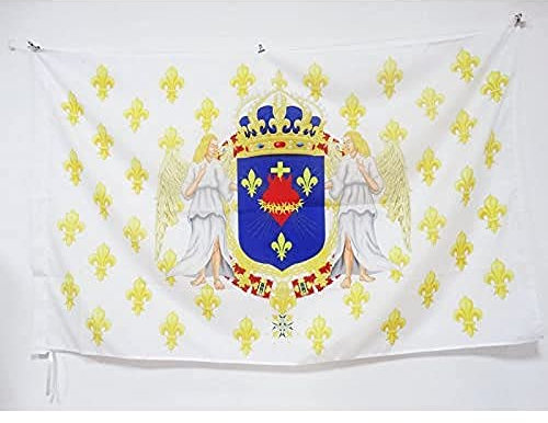 AZ FLAG - Drapeau Royaume de France Anges Sacré Cœur - 150x90 cm - Drapeau Royaliste Pavillon Du Roi Ancien Régime Jésus 100% Polyester Avec Fourreau et cordelette - Pavillon 110 g