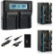 Blumax 2 batterie sostitutive Sony NP-F750 4000 mAh + doppio caricatore | compatibile con Sony NPF750 NP-F550 NP-F970 NP-F990 || 2 batterie di ricarica per flash luci video monitor di campo