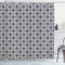 ABAKUHAUS Floral Duschvorhang, japanische Mandala, Stoffliches Gewebe Badezimmerdekorationsset mit Haken, 175 x 180 cm, Dark Blue Creme