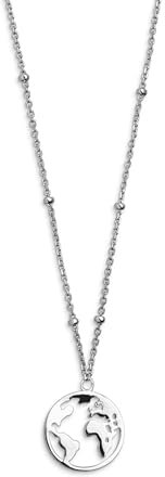 XENOX® Weltkugel Halskette - Damen Halskette aus hochwertigem 925/- Sterlingsilber mit Weltkugel-Anhänger | XS2984