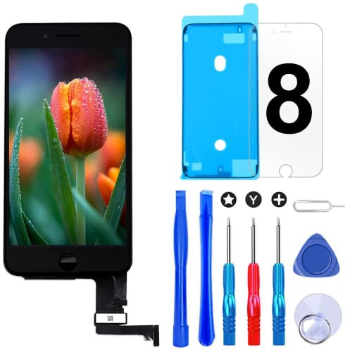 Brinonac Für iPhone 8/SE 2020 Display LCD Touchscreen Digitizer Ersatz Bildschirm Front Komplettes Glas mit Werkzeug und Display Schutzfolie (4,7, Schwarz)