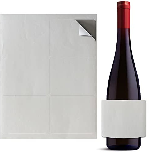 Mr-Label Etikett für Tintenstrahl- und Laserdrucker, für 750 ml Weinflasche, wasserfest, matt, 10 x 9 cm, für Wein und Hochzeit 25 sheets/total 150 labels weiß