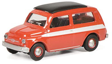 Schuco FIAT 500 Giardiniera, Modellfahrzeug, Maßstab 1:87, rot mit weißem Streifen beidseitig